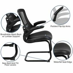 Emma+Oliver Emma And Oliver Black Mesh Sled Base Side Reception Chair With LeatherSoft Seat And Flip-Up Arms 9 Emma+Oliver Emma And Oliver Black Mesh Sled Base Side Reception Chair With LeatherSoft Seat And Flip-Up Arms -Emma+Oliver shop unnamed file 3404