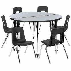 Emma+Oliver Emma And Oliver Mobile 47.5" Circle Wave Activity Table Set-18" Student Stack Chairs, Oak/Black 6 Emma+Oliver Emma And Oliver Mobile 47.5" Circle Wave Activity Table Set-18" Student Stack Chairs, Oak/Black -Emma+Oliver shop unnamed file 3429