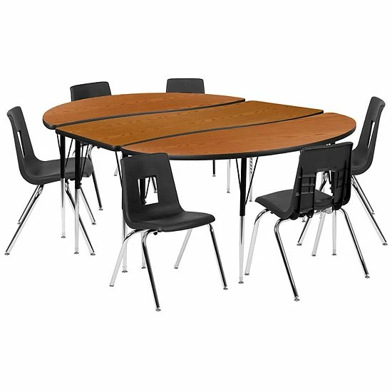 Emma+Oliver Emma and Oliver 86" Oval Wave Activity Table Set with 18" Student Stack Chairs, Oak/Black Emma+Oliver Emma And Oliver 86" Oval Wave Activity Table Set With 18" Student Stack Chairs, Oak/Black -Emma+Oliver shop unnamed file 3437