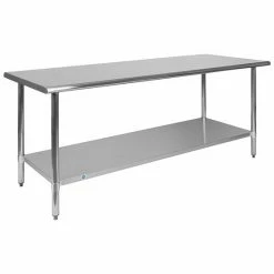 Emma+Oliver Emma And Oliver Stainless Steel 18 Gauge Kitchen Prep And Work Table With Undershelf, NSF - 60"W X 24"D X 34.5"H