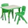 Emma+Oliver Emma And Oliver 21.875"W X 26.625"L Green Plastic Activity Table Set-2 Chairs