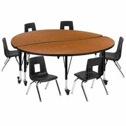 Emma+Oliver Emma And Oliver Mobile 60" Circle Wave Activity Table Set-12" Student Stack Chairs, Grey/Black -Emma+Oliver shop unnamed file 3478