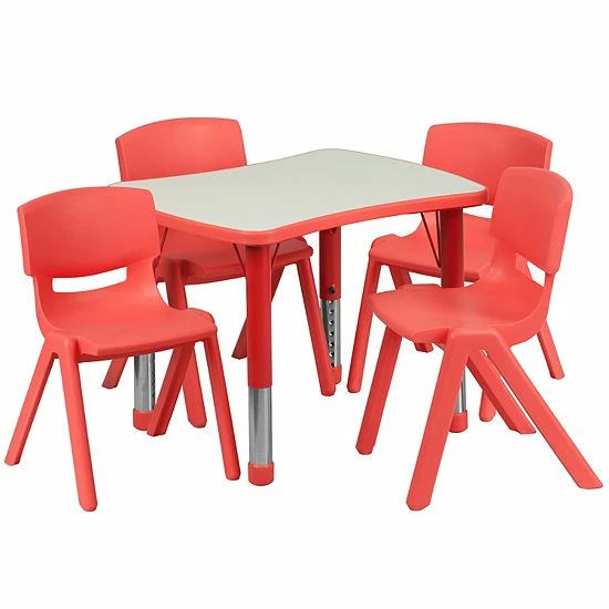 Emma+Oliver Emma And Oliver 21.875"W X 26.625"L Green Plastic Activity Table Set-4 Chairs 7 Emma+Oliver Emma And Oliver 21.875"W X 26.625"L Green Plastic Activity Table Set-4 Chairs - Image 7