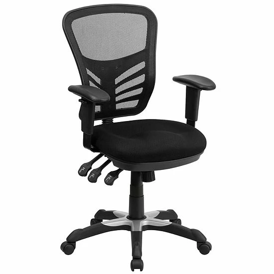 Emma+Oliver Emma And Oliver Mid-Back Black Mesh Multifunction Ergonomic Office Chair With Adjustable Arms 1 Emma+Oliver Emma And Oliver Mid-Back Black Mesh Multifunction Ergonomic Office Chair With Adjustable Arms