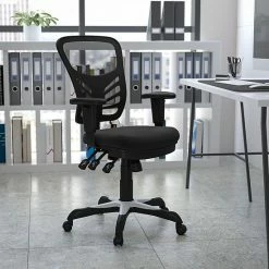 Alternative view of Emma+Oliver Emma And Oliver Mid-Back Black Mesh Multifunction Ergonomic Office Chair With Adjustable Arms