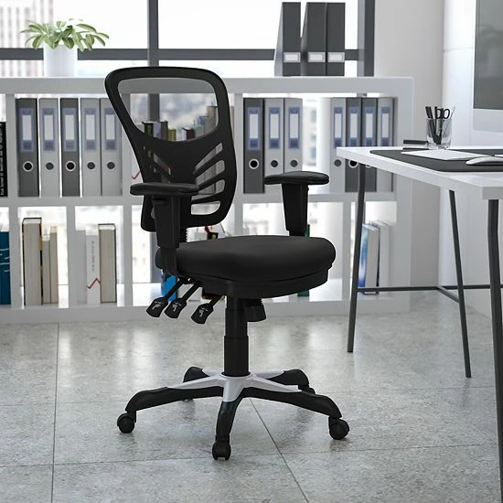 Emma+Oliver Emma And Oliver Mid-Back Black Mesh Multifunction Ergonomic Office Chair With Adjustable Arms 2 Emma+Oliver Emma And Oliver Mid-Back Black Mesh Multifunction Ergonomic Office Chair With Adjustable Arms - Image 2