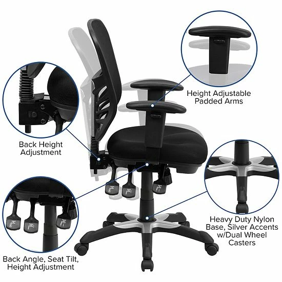 Emma+Oliver Emma And Oliver Mid-Back Black Mesh Multifunction Ergonomic Office Chair With Adjustable Arms 3 Emma+Oliver Emma And Oliver Mid-Back Black Mesh Multifunction Ergonomic Office Chair With Adjustable Arms - Image 3