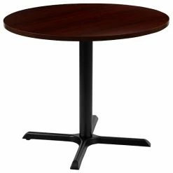 Emma+Oliver Emma And Oliver 36" Round Multi-Purpose Conference Table In Mahogany - Meeting Table For Office