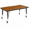 Emma+Oliver Emma And Oliver Mobile 28"Wx47.5"L Wave Flexible Collaborative Oak Kids Adjustable Activity Table