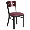 Emma+Oliver Emma And Oliver Black 4 Square Back Metal Dining Chair - Mahogany Wood Back & Seat Mahoganyblackblack