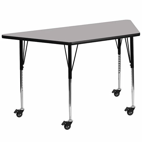 Emma+Oliver Emma And Oliver Mobile Trapezoid Oak Thermal Laminate Adjustable Activity Table 5 Emma+Oliver Emma And Oliver Mobile Trapezoid Oak Thermal Laminate Adjustable Activity Table - Image 5