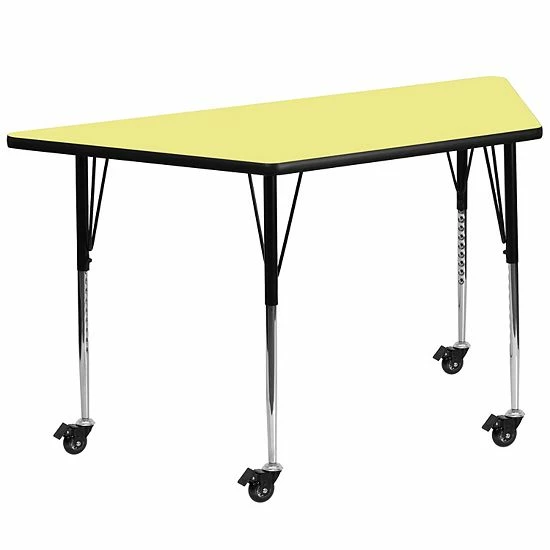 Emma+Oliver Emma And Oliver Mobile Trapezoid Oak Thermal Laminate Adjustable Activity Table 7 Emma+Oliver Emma And Oliver Mobile Trapezoid Oak Thermal Laminate Adjustable Activity Table - Image 7