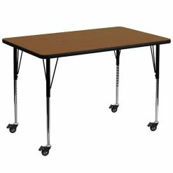 Emma+Oliver Emma And Oliver Mobile 36x72 Red HP Laminate Adjustable Activity Table Gray