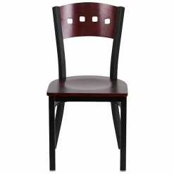 Emma+Oliver Emma And Oliver Black 4 Square Back Metal Dining Chair - Mahogany Wood Back & Seat Mahoganyblackblack -Emma+Oliver shop unnamed file 361