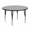 Emma+Oliver Emma And Oliver 48" Round Grey Thermal Laminate Preschool Activity Table Oak