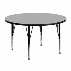 Emma+Oliver Emma And Oliver 48" Round Grey Thermal Laminate Preschool Activity Table Oak