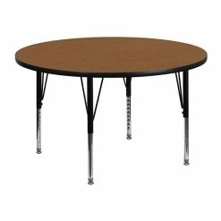 Emma+Oliver Emma And Oliver 48" Round Grey Thermal Laminate Preschool Activity Table Oak -Emma+Oliver shop unnamed file 3614