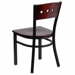 Emma+Oliver Emma And Oliver Black 4 Square Back Metal Dining Chair - Mahogany Wood Back & Seat Mahoganyblackblack -Emma+Oliver shop unnamed file 362