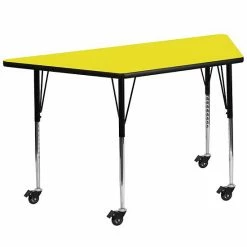 Emma+Oliver Emma And Oliver Mobile 22.5x45 Trapezoid Oak HP Laminate Adjustable Activity Table Red -Emma+Oliver shop unnamed file 3624