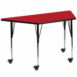 Emma+Oliver Emma And Oliver Mobile 22.5x45 Trapezoid Oak HP Laminate Adjustable Activity Table Red -Emma+Oliver shop unnamed file 3625