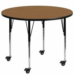 Emma+Oliver Emma And Oliver Mobile 48" Round Yellow Thermal Laminate Adjustable Activity Table Oak 3 Emma+Oliver Emma And Oliver Mobile 48" Round Yellow Thermal Laminate Adjustable Activity Table Oak -Emma+Oliver shop unnamed file 3634