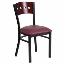 Emma+Oliver Emma And Oliver Black 4 Square Back Metal Dining Chair - Mahogany Wood Back & Seat Mahoganyblackblack -Emma+Oliver shop unnamed file 364