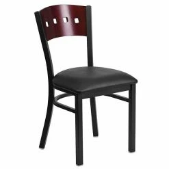 Emma+Oliver Emma And Oliver Black 4 Square Back Metal Dining Chair - Mahogany Wood Back & Seat Mahoganyblackblack -Emma+Oliver shop unnamed file 365