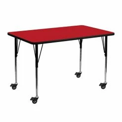 Emma+Oliver Emma And Oliver Mobile 24x48 Grey HP Laminate Adjustable Activity Table Yellow