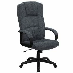 Emma+Oliver Emma And Oliver High Back Beige Fabric Executive Swivel Office Chair With Arms Gray