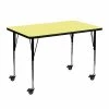 Emma+Oliver Emma And Oliver Mobile 30x48 Oak Thermal Laminate Adjustable Activity Table Yellow