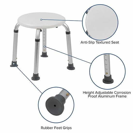 Emma+Oliver Emma and Oliver Tool-Free 300 Lb. Capacity, Adjustable White Bath & Shower Stool Emma+Oliver Emma And Oliver Tool-Free 300 Lb. Capacity, Adjustable White Bath & Shower Stool -Emma+Oliver shop unnamed file 3698