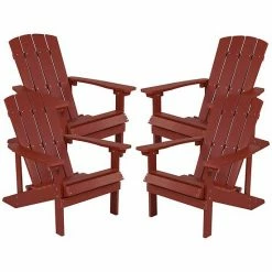 Emma+Oliver Emma And Oliver Set Of 4 Outdoor Gray All-Weather Poly Resin Wood Adirondack Chairs