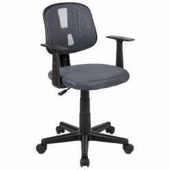 Emma+Oliver Emma And Oliver Pivot Back White Mesh Swivel Task Office Chair With Arms, BIFMA Certified