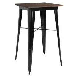 Emma+Oliver Emma And Oliver 23.75" Square Black/Wood Metal Indoor Bar Height Table