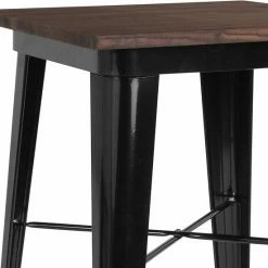 Emma+Oliver Emma And Oliver 23.75" Square Black/Wood Metal Indoor Bar Height Table -Emma+Oliver shop unnamed file 3739