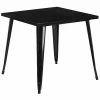 Emma+Oliver Emma And Oliver Commercial Grade 31.75" Square Black Metal Indoor-Outdoor Table