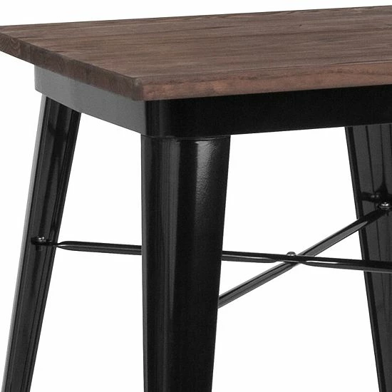 Emma+Oliver Emma And Oliver 23.5" Square Black/Wood Metal Indoor Table 5 Emma+Oliver Emma And Oliver 23.5" Square Black/Wood Metal Indoor Table - Image 5