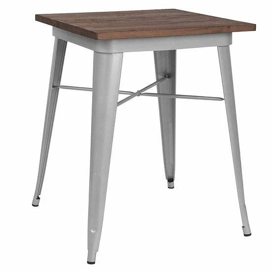 Emma+Oliver Emma And Oliver 23.5" Square Black/Wood Metal Indoor Table 6 Emma+Oliver Emma And Oliver 23.5" Square Black/Wood Metal Indoor Table - Image 6
