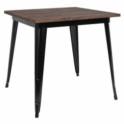 Emma+Oliver Emma And Oliver 31.5" Square Silver/Wood Metal Indoor Table