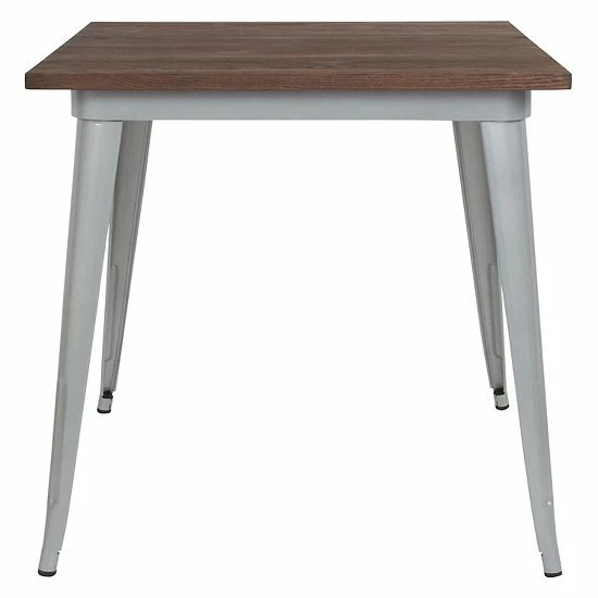 Emma+Oliver Emma And Oliver 31.5" Square Silver/Wood Metal Indoor Table 3 Emma+Oliver Emma And Oliver 31.5" Square Silver/Wood Metal Indoor Table - Image 3