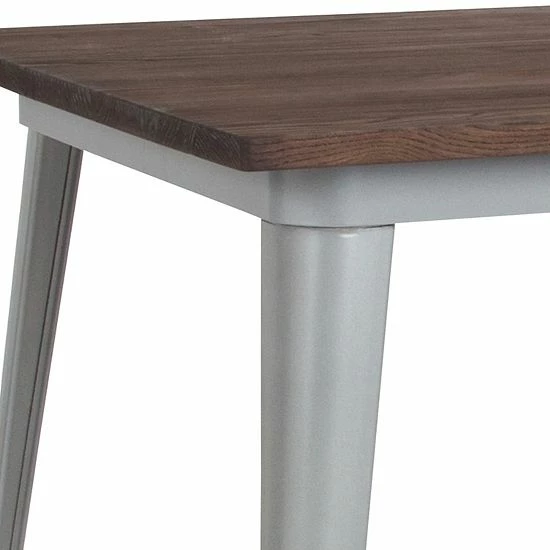 Emma+Oliver Emma And Oliver 31.5" Square Silver/Wood Metal Indoor Table 5 Emma+Oliver Emma And Oliver 31.5" Square Silver/Wood Metal Indoor Table - Image 5