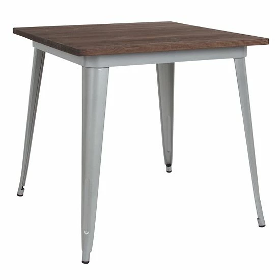 Emma+Oliver Emma And Oliver 31.5" Square Silver/Wood Metal Indoor Table 7 Emma+Oliver Emma And Oliver 31.5" Square Silver/Wood Metal Indoor Table - Image 7