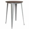 Emma+Oliver Emma And Oliver 30" Round Silver/Wood Metal Indoor Bar Height Table