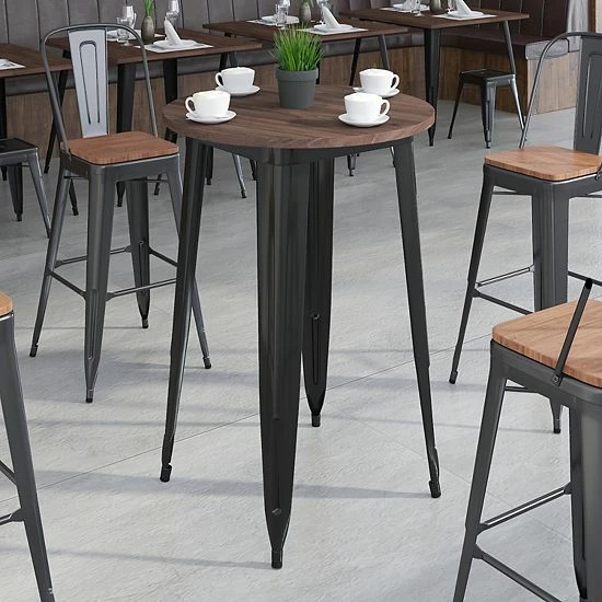 Emma+Oliver Emma and Oliver 30" Round Silver/Wood Metal Indoor Bar Height Table Emma+Oliver Emma And Oliver 30" Round Silver/Wood Metal Indoor Bar Height Table -Emma+Oliver shop unnamed file 3769