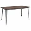 Emma+Oliver Emma And Oliver 30.25" X 60" Silver/Wood Metal Indoor Table