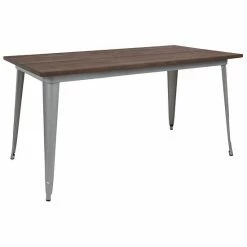 Emma+Oliver Emma And Oliver 30.25" X 60" Silver/Wood Metal Indoor Table