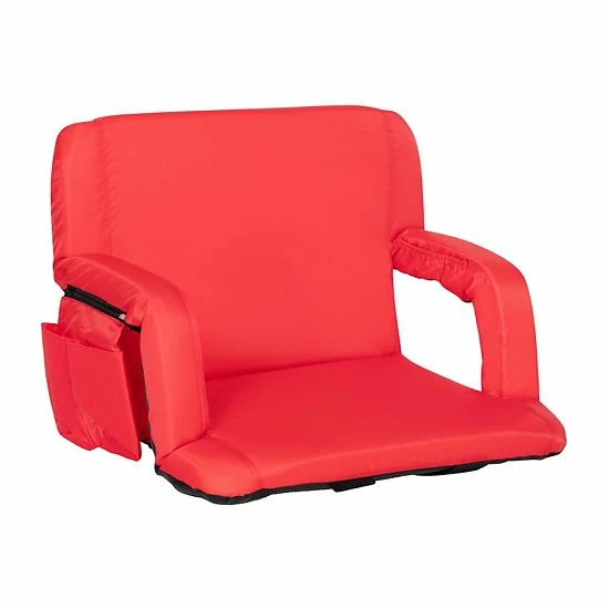 Emma+Oliver Emma And Oliver Extra Wide Portable Stadium Chair With Black Reclining Padded Back & Seat, Lightweight Metal Frame With Armrests & Backpack Straps 1 Emma+Oliver Emma And Oliver Extra Wide Portable Stadium Chair With Black Reclining Padded Back & Seat, Lightweight Metal Frame With Armrests & Backpack Straps
