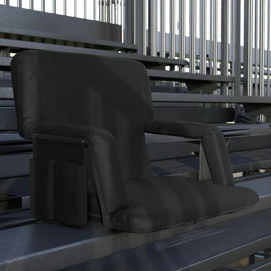 Emma+Oliver Emma And Oliver Extra Wide Portable Stadium Chair With Black Reclining Padded Back & Seat, Lightweight Metal Frame With Armrests & Backpack Straps 2 Emma+Oliver Emma And Oliver Extra Wide Portable Stadium Chair With Black Reclining Padded Back & Seat, Lightweight Metal Frame With Armrests & Backpack Straps - Image 2