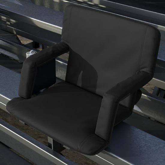 Emma+Oliver Emma And Oliver Extra Wide Portable Stadium Chair With Black Reclining Padded Back & Seat, Lightweight Metal Frame With Armrests & Backpack Straps 3 Emma+Oliver Emma And Oliver Extra Wide Portable Stadium Chair With Black Reclining Padded Back & Seat, Lightweight Metal Frame With Armrests & Backpack Straps - Image 3
