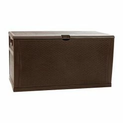 Emma+Oliver Emma And Oliver 120 Gallon Brown Plastic Deck Box For Outdoor Patio Storage & Deck Organization